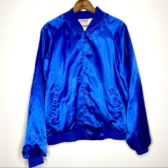 Vintage Other - Vintage Hartwell Royal Blue Satin Varsity Jacket